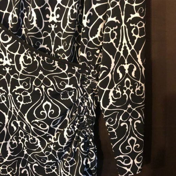 Tahiti long sleeve black white v-neck shirt polyester blend bunched medium READ - Picture 2 of 8